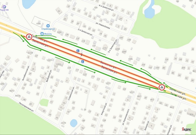 В Казани движение транспорта по улице Залесная ограничат до 30 августа 2023 года