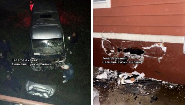 В Казани влетевший в жилой дом микроавтобус пробил дыру в стене