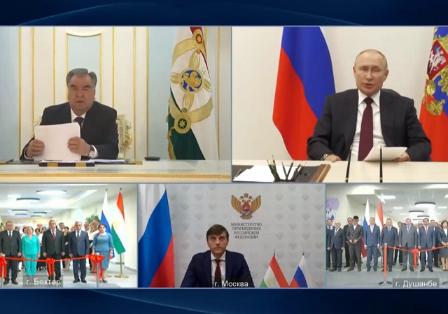 Путин и Эмомали Рахмон приняли участие в церемонии открытия русских школ в Таджикистане