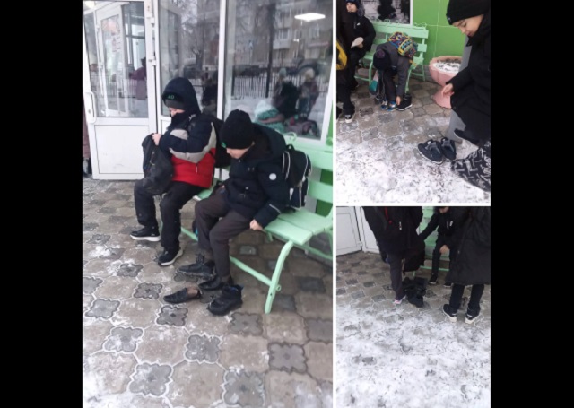 В соцсетях вновь появился пост о школьниках Татарстана, переобувающихся на улице