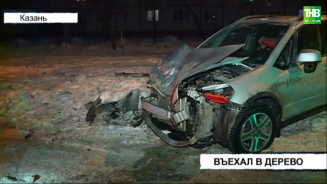 Дерево остановило пьяного водителя «Сузуки» в Казани